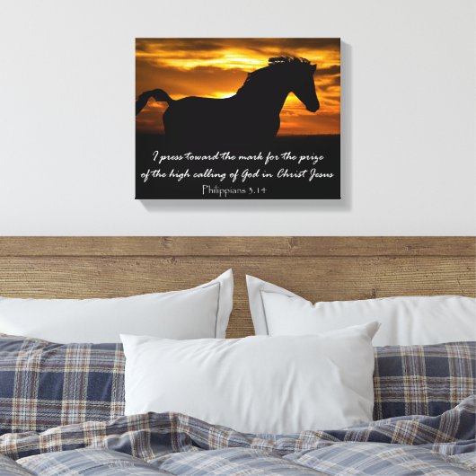 Ik druk op Toward the Mark Bible Verse Canvas Afdruk (Insitu (Slaapkamer))