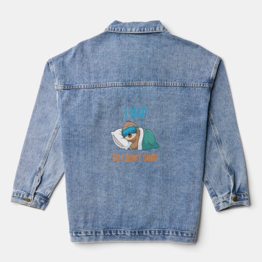 Ik duik zodat ik geen grappige luiaard snap denim jacket (Achterkant)