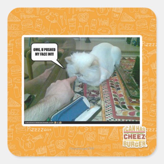 Ik duwde mijn gezicht erin! vierkante sticker (Voorkant)