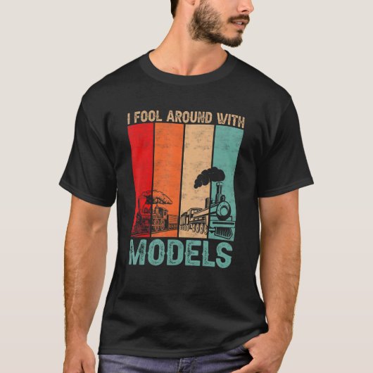 Ik dwaal rond met modellen Retro Train Trainspott T-shirt (Voorkant)