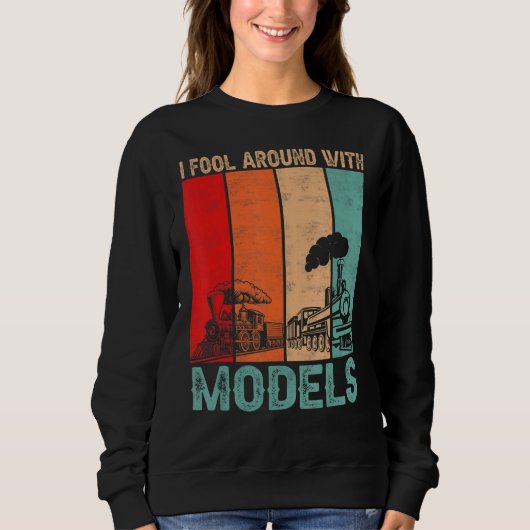 Ik dwaal rond met modellen Retro Train Trainspott Trui (Voorkant)