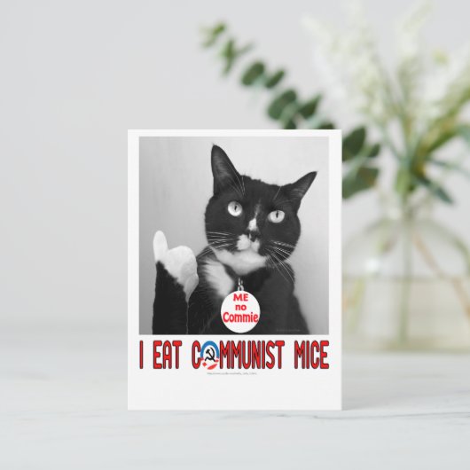 IK EAT COMMUNIST MICE BRIEFKAART (Staand voorkant)