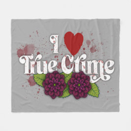 Ik ❤️ Echte Misdaad!–Zwarte Dahlia Bloem Ontwerp Fleece Deken