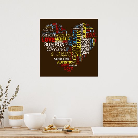 Ik ❤️ een autistisch Poster (Keuken)