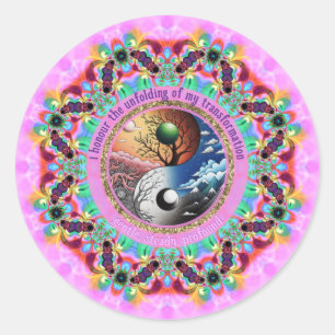 Ik eervolle mijn transformatie Zelfliefde Affirmat Ronde Sticker
