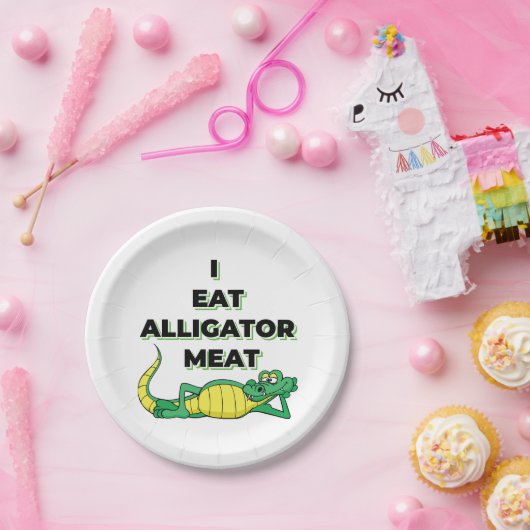 IK EET ALLIGATORVLEES PAPIEREN BORDJE (Feest)
