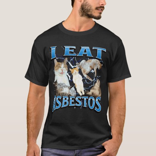 Ik Eet Asbest Grappige Beledigende Kat Meme Bootle T-shirt (Voorkant)