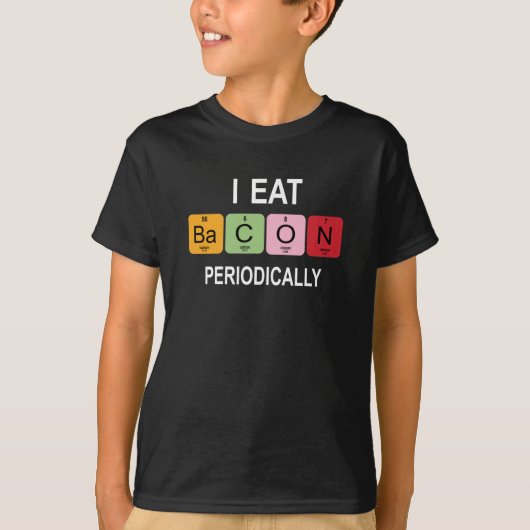 Ik eet Bacon periodiek - grappig periodiek T-shirt (Voorkant)