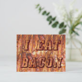 Ik eet Bacon-tekst met achtergrond Briefkaart (Staand voorkant)