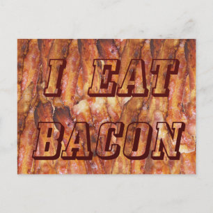 Ik eet Bacon-tekst met achtergrond Briefkaart