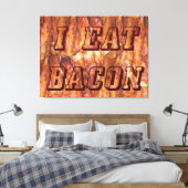 Ik eet bacon-tekst met achtergrond canvas afdruk (Insitu (Slaapkamer))