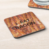 Ik eet Bacon-tekst met achtergrond Drankjes Onderzetter (Linkerzijde)