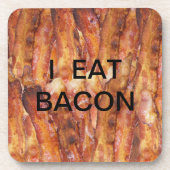 Ik eet Bacon-tekst met achtergrond Drankjes Onderzetter (Voorkant)