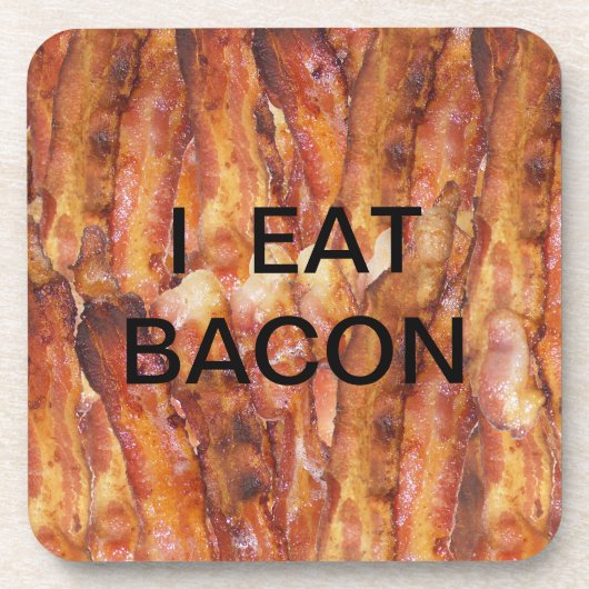 Ik eet Bacon-tekst met achtergrond Drankjes Onderzetter (Voorkant)