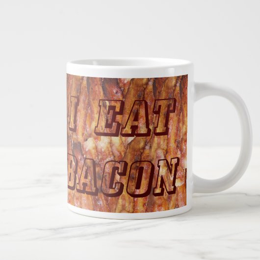 Ik eet Bacon-tekst met achtergrond Grote Koffiekop (Rechts)