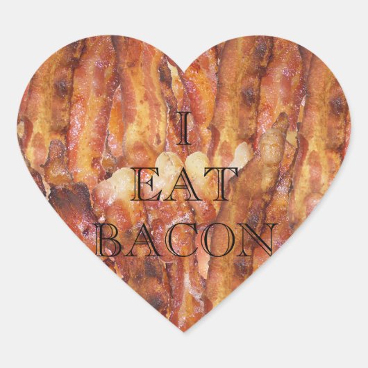 Ik eet Bacon-tekst met achtergrond Hart Sticker (Voorkant)