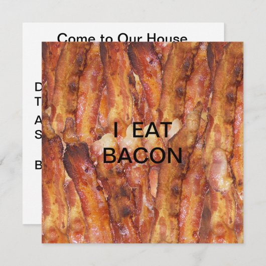 Ik eet Bacon-tekst met achtergrond Kaart (Voorkant / Achterkant)