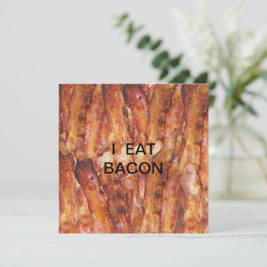 Ik eet Bacon-tekst met achtergrond Kaart (Staand voorkant)