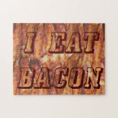 Ik eet Bacon-tekst met achtergrond Legpuzzel (Horizontaal)