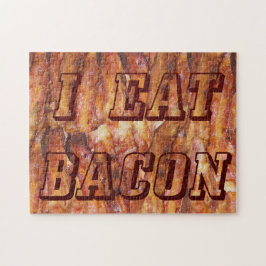 Ik eet Bacon-tekst met achtergrond Legpuzzel