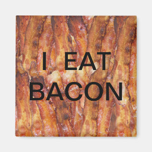 Ik eet Bacon-tekst met achtergrond Magneet