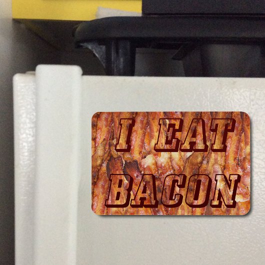 Ik eet Bacon-tekst met achtergrond Magneet