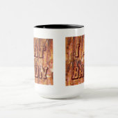 Ik eet Bacon-tekst met achtergrond Mok (Midden)