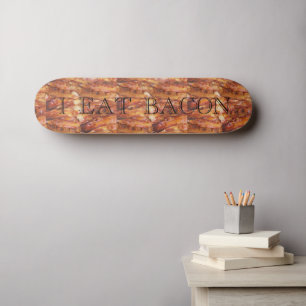 Ik eet Bacon-tekst met achtergrond Persoonlijk Skateboard