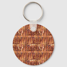 Ik eet Bacon-tekst met achtergrond Sleutelhanger