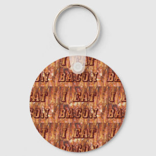 Ik eet Bacon-tekst met achtergrond Sleutelhanger