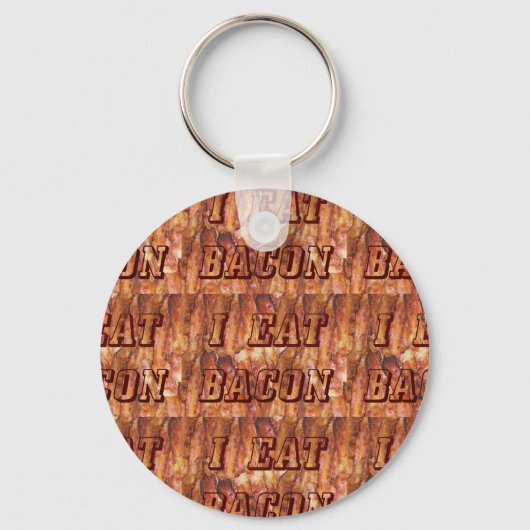 Ik eet Bacon-tekst met achtergrond Sleutelhanger (Voorkant)