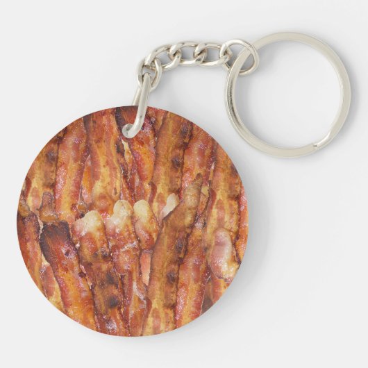 Ik eet Bacon-tekst met achtergrond Sleutelhanger (Achterkant)
