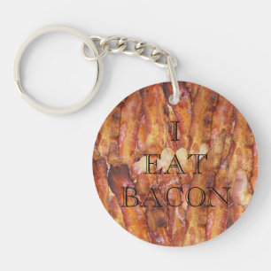 Ik eet Bacon-tekst met achtergrond Sleutelhanger