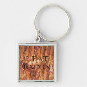 Ik eet Bacon-tekst met achtergrond Sleutelhanger