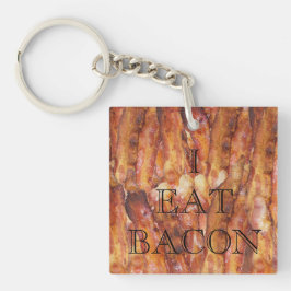 Ik eet Bacon-tekst met achtergrond Sleutelhanger