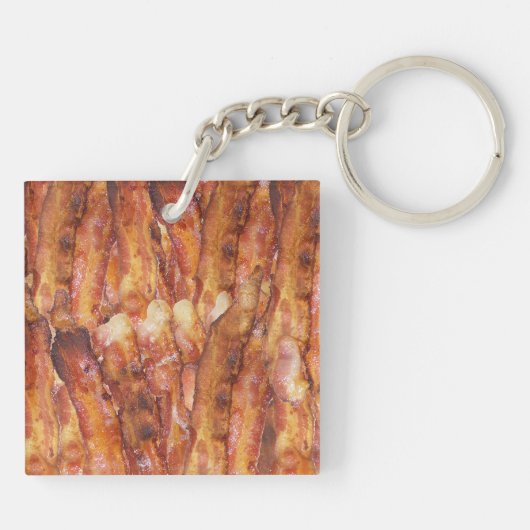 Ik eet Bacon-tekst met achtergrond Sleutelhanger (Achterkant)