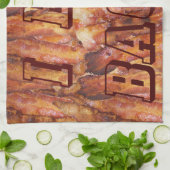 Ik eet Bacon-tekst met achtergrond Theedoek (Gevouwen)