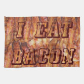 Ik eet Bacon-tekst met achtergrond Theedoek (Horizontaal)