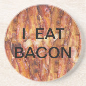 Ik eet Bacon-tekst met achtergrond Zandsteen Onderzetter (Voorkant)