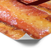 Ik eet bacontekst met achtergrond poster (Hoek)