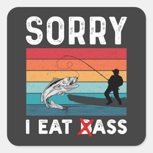 Ik eet bas vierkante sticker (Voorkant)