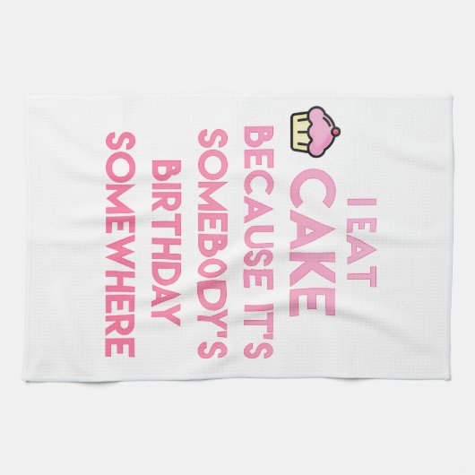 Ik eet cake! Grappig citaat Theedoek (Horizontaal)