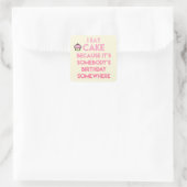 Ik eet cake! Grappig citaat Vierkante Sticker (Tas)