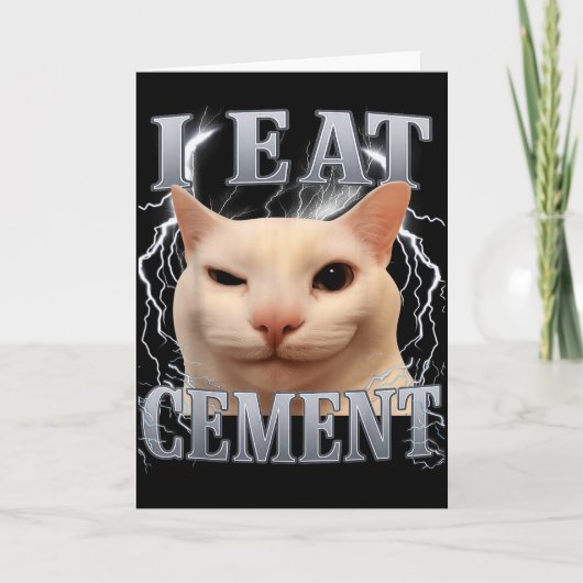 Ik Eet Cement Domme Kat Meme Grappige Mannen Vrouw Kaart (Voorkant)