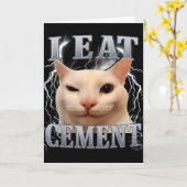 Ik Eet Cement Domme Kat Meme Grappige Mannen Vrouw Kaart (Gele Bloem)