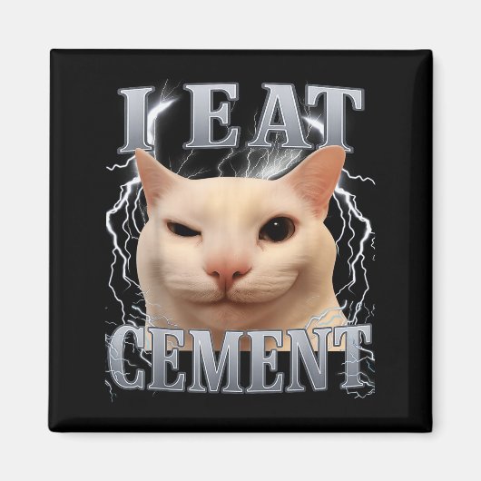 Ik Eet Cement Domme Kat Meme Grappige Mannen Vrouw Magneet (Voorkant)