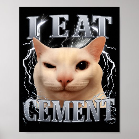 Ik eet cement domme kat meme grappige mannen vrouw poster (Voorkant)