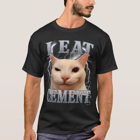 Ik Eet Cement Domme Kat Meme Grappige Mannen Vrouw T-shirt (Voorkant)