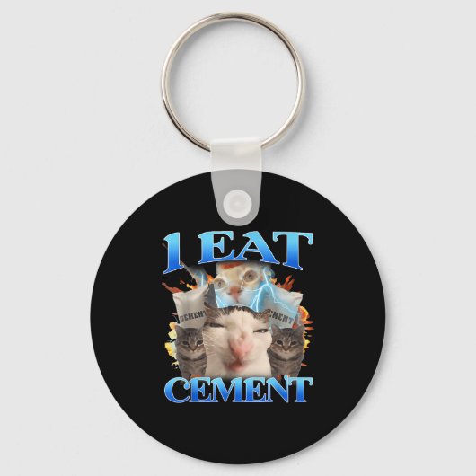 Ik eet cement Funny Cat Meme Mannen Vrouwen Kinder Sleutelhanger (Voorkant)