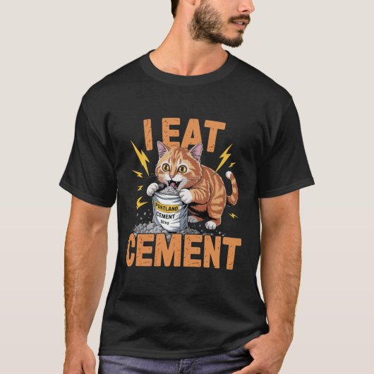 IK EET CEMENT Grappige Gekke Kat Meme T-Shirt | Vi (Voorkant)